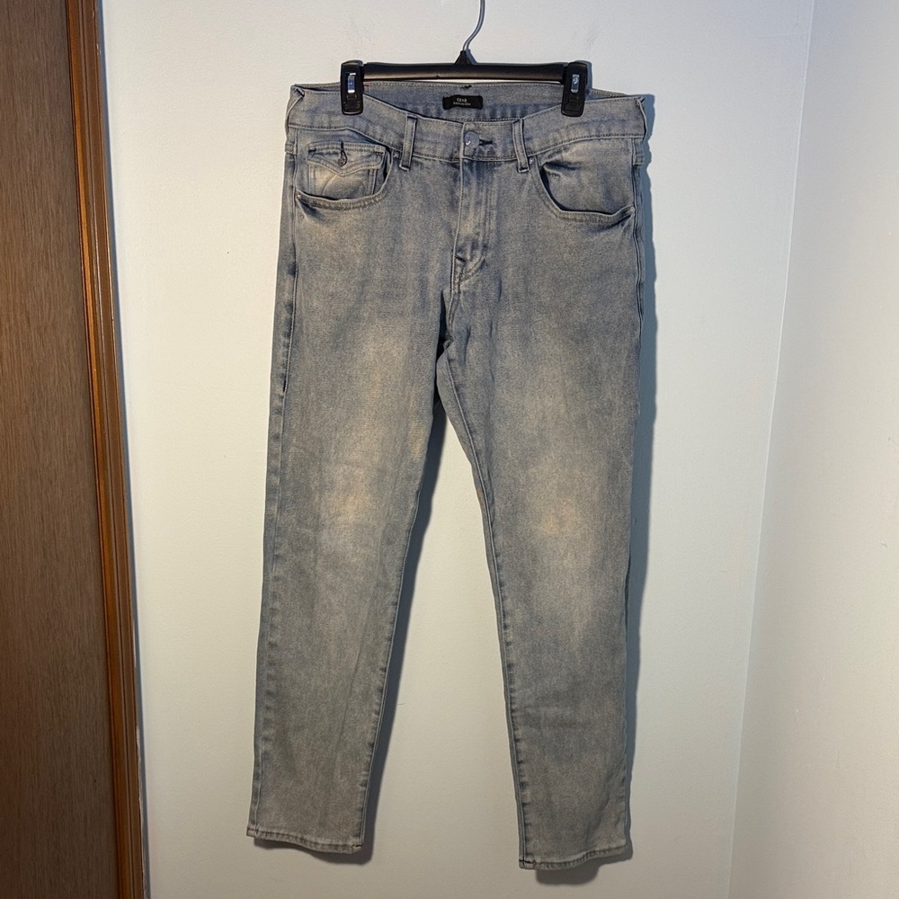 True Religion Men's Light Washed Straight Jeans
